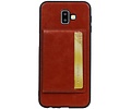 BAOHU Staand Back Cover met 1 Pasjeshouder Hoesje Geschikt voor Samsung Galaxy J6 Plus Bruin