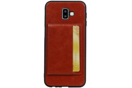 BAOHU Staand Back Cover met 1 Pasjeshouder Hoesje Geschikt voor Samsung Galaxy J6 Plus Bruin