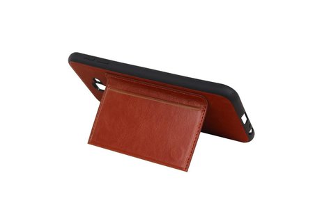 BAOHU Staand Back Cover met 1 Pasjeshouder Hoesje Geschikt voor Samsung Galaxy J6 Plus Bruin