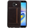 BAOHU Staand Back Cover met 1 Pasjeshouder Hoesje Geschikt voor Samsung Galaxy J6 Plus Mocca
