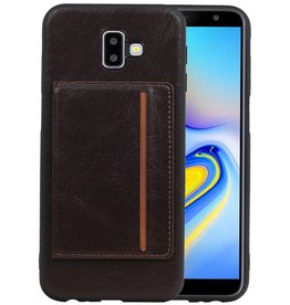 Staand Back Cover 1 Pasjes voor Samsung Galaxy J6 Plus Mocca