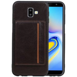 BAOHU Staand Back Cover met 1 Pasjeshouder Hoesje Geschikt voor Samsung Galaxy J6 Plus Mocca