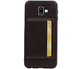 BAOHU Staand Back Cover met 1 Pasjeshouder Hoesje Geschikt voor Samsung Galaxy J6 Plus Mocca