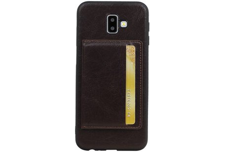 BAOHU Staand Back Cover met 1 Pasjeshouder Hoesje Geschikt voor Samsung Galaxy J6 Plus Mocca