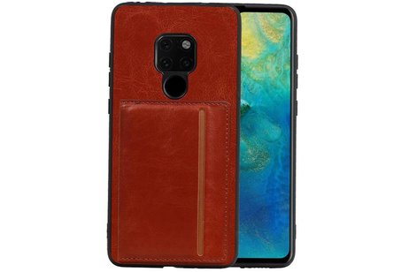BAOHU Staand Back Cover met 1 Pasjeshouder Hoesje Geschikt voor Huawei Mate 20 Bruin
