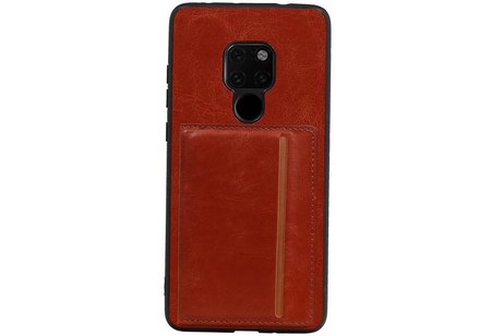 Staand Back Cover 1 Pasjes voor Huawei Mate 20 Bruin