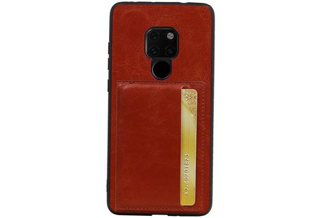 BAOHU Staand Back Cover met 1 Pasjeshouder Hoesje Geschikt voor Huawei Mate 20 Bruin