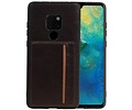 Staand Back Cover 1 Pasjes voor Huawei Mate 20 Mocca