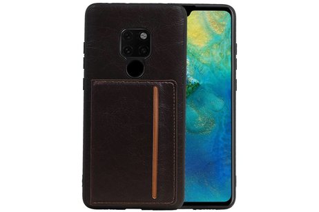 Staand Back Cover 1 Pasjes voor Huawei Mate 20 Mocca