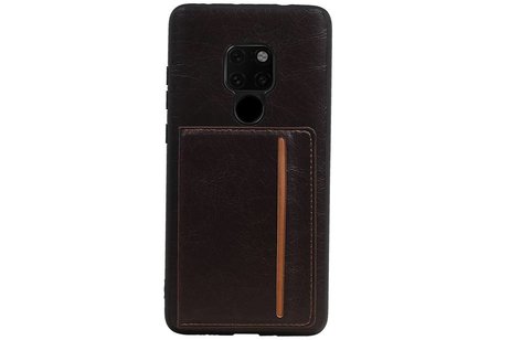 BAOHU Staand Back Cover met 1 Pasjeshouder Hoesje Geschikt voor Huawei Mate 20 Mocca