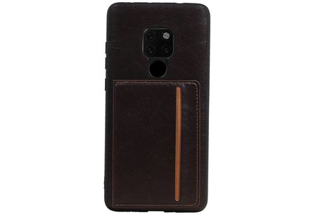 Staand Back Cover 1 Pasjes voor Huawei Mate 20 Mocca