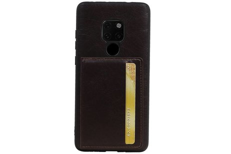 Staand Back Cover 1 Pasjes voor Huawei Mate 20 Mocca