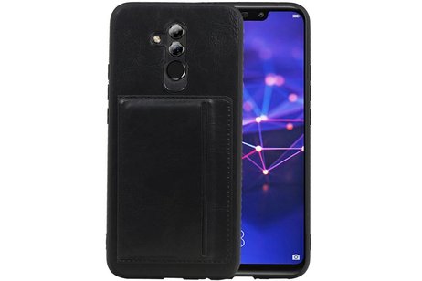 BAOHU Staand Back Cover met 1 Pasjeshouder Hoesje Geschikt voor Huawei Mate 20 Lite Zwart