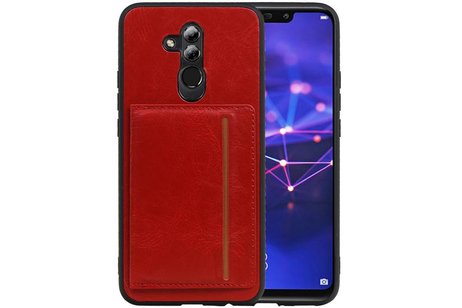 BAOHU Staand Back Cover met 1 Pasjeshouder Hoesje Geschikt voor Huawei Mate 20 Lite Rood