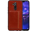 BAOHU Staand Back Cover met 1 Pasjeshouder Hoesje Geschikt voor Huawei Mate 20 Lite Bruin