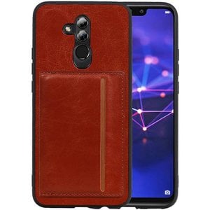 BAOHU Staand Back Cover met 1 Pasjeshouder Hoesje Geschikt voor Huawei Mate 20 Lite Bruin