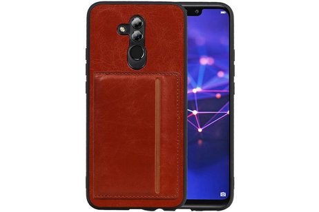 BAOHU Staand Back Cover met 1 Pasjeshouder Hoesje Geschikt voor Huawei Mate 20 Lite Bruin