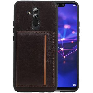 BAOHU Staand Back Cover met 1 Pasjeshouder Hoesje Geschikt voor Huawei Mate 20 Lite Mocca