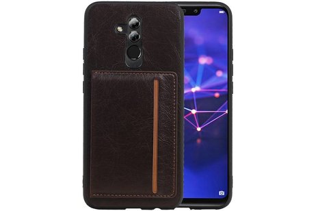 BAOHU Staand Back Cover met 1 Pasjeshouder Hoesje Geschikt voor Huawei Mate 20 Lite Mocca