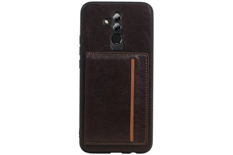 BAOHU Staand Back Cover met 1 Pasjeshouder Hoesje Geschikt voor Huawei Mate 20 Lite Mocca