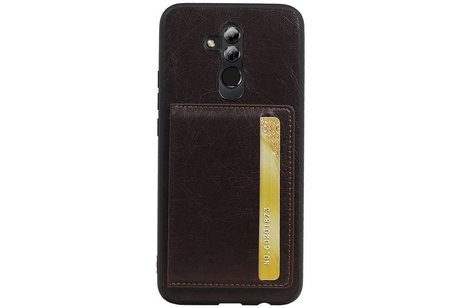 Staand Back Cover 1 Pasjes voor Huawei Mate 20 Lite Mocca