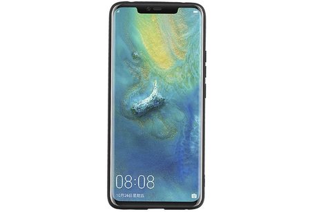 BAOHU Staand Back Cover met 1 Pasjeshouder Hoesje Geschikt voor Huawei Mate 20 Pro Zwart
