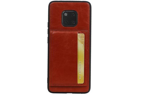 BAOHU Staand Back Cover met 1 Pasjeshouder Hoesje Geschikt voor Huawei Mate 20 Pro Bruin