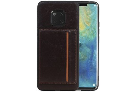 BAOHU Staand Back Cover met 1 Pasjeshouder Hoesje Geschikt voor Huawei Mate 20 Pro Mocca