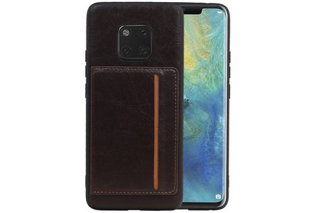 Staand Back Cover 1 Pasjes voor Huawei Mate 20 Pro Mocca