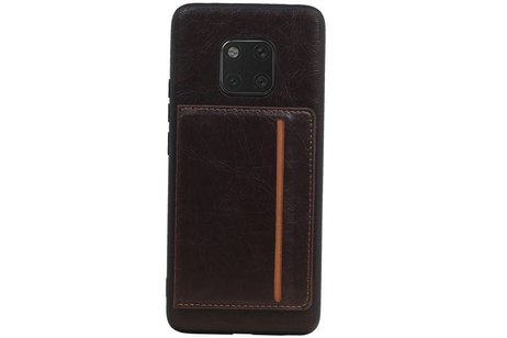 BAOHU Staand Back Cover met 1 Pasjeshouder Hoesje Geschikt voor Huawei Mate 20 Pro Mocca