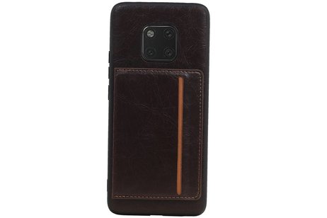 Staand Back Cover 1 Pasjes voor Huawei Mate 20 Pro Mocca