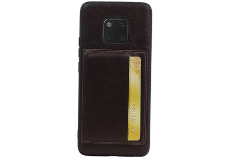 BAOHU Staand Back Cover met 1 Pasjeshouder Hoesje Geschikt voor Huawei Mate 20 Pro Mocca