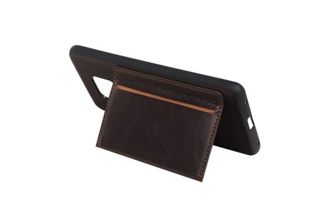 BAOHU Staand Back Cover met 1 Pasjeshouder Hoesje Geschikt voor Huawei Mate 20 Pro Mocca