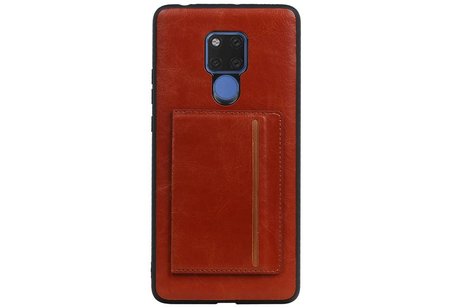 BAOHU Staand Back Cover met 1 Pasjeshouder Hoesje Geschikt voor Huawei Mate 20 X Bruin