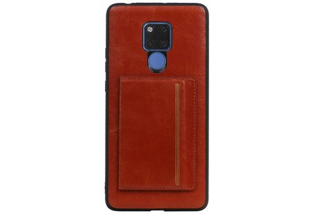 Staand Back Cover 1 Pasjes voor Huawei Mate 20 X Bruin