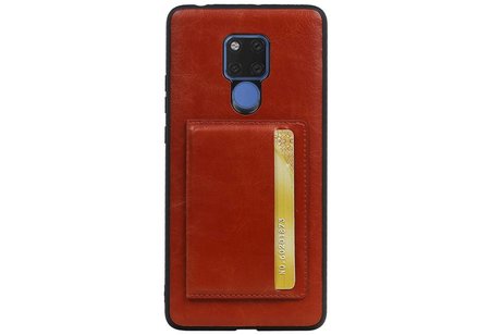 Staand Back Cover 1 Pasjes voor Huawei Mate 20 X Bruin