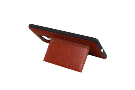 BAOHU Staand Back Cover met 1 Pasjeshouder Hoesje Geschikt voor Huawei Mate 20 X Bruin