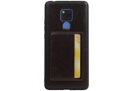BAOHU Staand Back Cover met 1 Pasjeshouder Hoesje Geschikt voor Huawei Mate 20 X Mocca