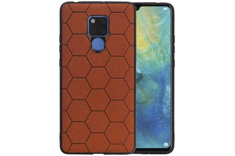 Hexagon Hard Case - Telefoonhoesje - Backcover Hoesje - achterkant hoesje - Geschikt voor Huawei Mate 20 X - Bruin