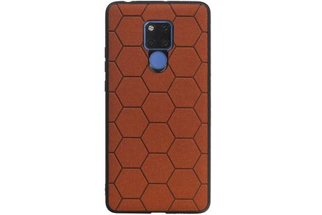 Hexagon Hard Case - Telefoonhoesje - Backcover Hoesje - achterkant hoesje - Geschikt voor Huawei Mate 20 X - Bruin