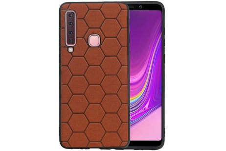 BAOHU Hexagon Hard Case - Hoesje Geschikt voor Samsung Galaxy A9 2018 Bruin
