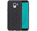 Hexagon Hard Case - Telefoonhoesje - Backcover Hoesje - achterkant hoesje - Geschikt voor Samsung Galaxy J6 - Zwart