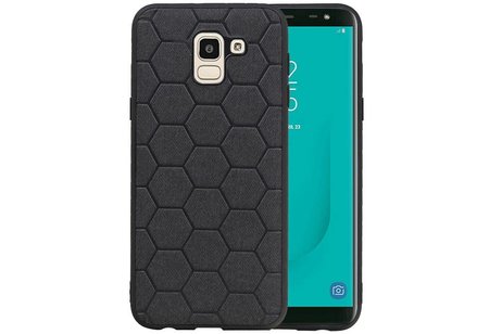 BAOHU Hexagon Hard Case - Telefoonhoesje - Backcover Hoesje - achterkant hoesje - Geschikt voor Samsung Galaxy J6 - Zwart