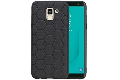 Hexagon Hard Case - Telefoonhoesje - Backcover Hoesje - achterkant hoesje - Geschikt voor Samsung Galaxy J6 - Zwart