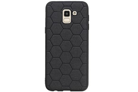 BAOHU Hexagon Hard Case - Telefoonhoesje - Backcover Hoesje - achterkant hoesje - Geschikt voor Samsung Galaxy J6 - Zwart
