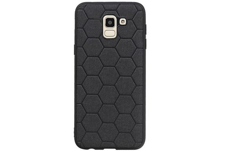 Hexagon Hard Case - Telefoonhoesje - Backcover Hoesje - achterkant hoesje - Geschikt voor Samsung Galaxy J6 - Zwart