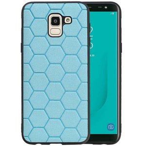 Hexagon Hard Case - Telefoonhoesje - Backcover Hoesje - achterkant hoesje - Geschikt voor Samsung Galaxy J6 - Blauw