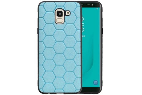 Hexagon Hard Case - Telefoonhoesje - Backcover Hoesje - achterkant hoesje - Geschikt voor Samsung Galaxy J6 - Blauw