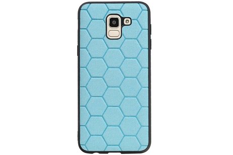 BAOHU Hexagon Hard Case - Telefoonhoesje - Backcover Hoesje - achterkant hoesje - Geschikt voor Samsung Galaxy J6 - Blauw