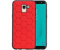 BAOHU Hexagon Hard Case - Telefoonhoesje - Backcover Hoesje - achterkant hoesje - Geschikt voor Samsung Galaxy J6 - Rood